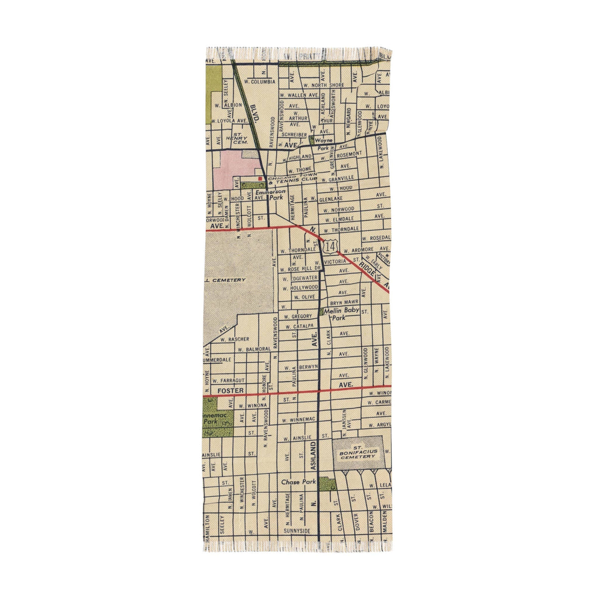 Andersonville Chicago Map Travel Scarf view 4