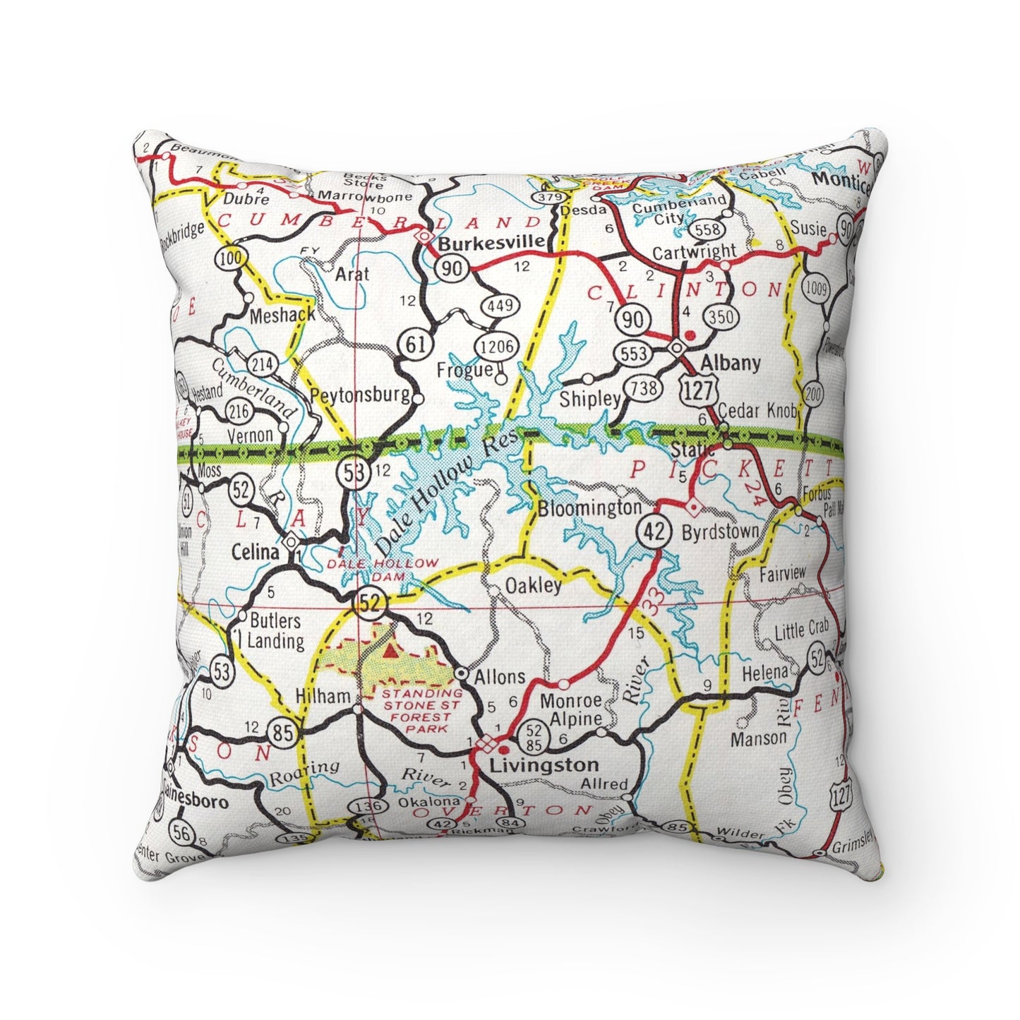 Dale Hollow Lake vintage map pillow