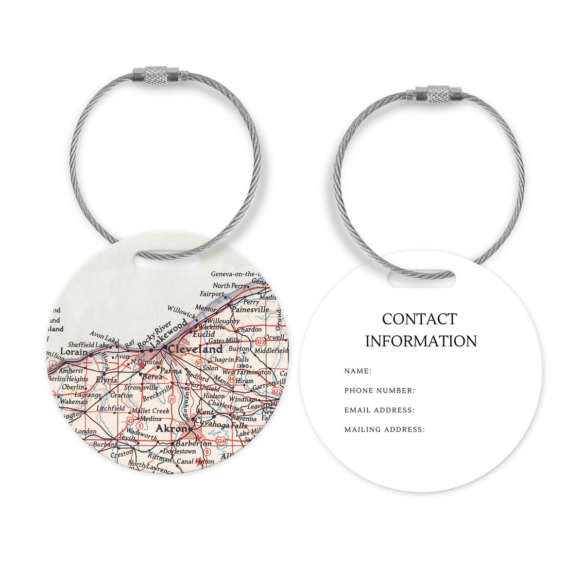 Cleveland Ohio Map Luggage Tag and Handle Wrap