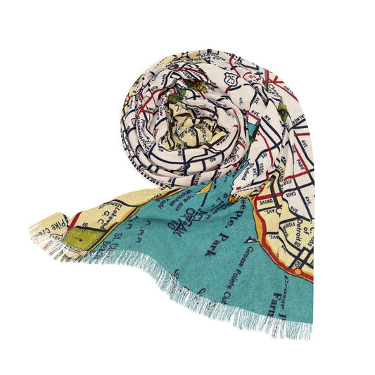 Detroit Michigan Map Travel Scarf