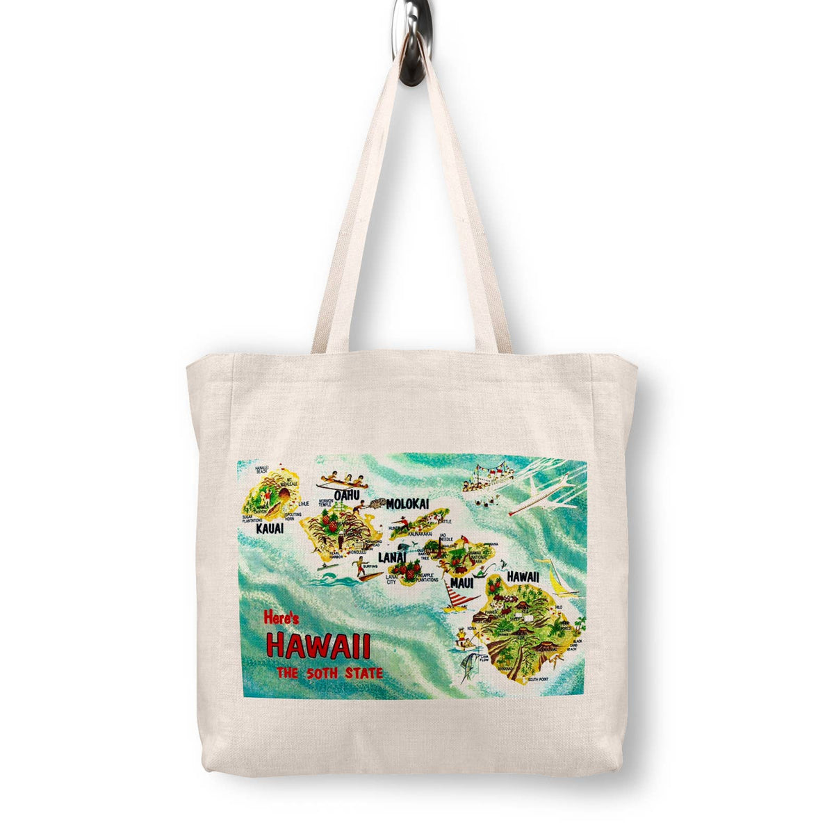 Hawaii Vintage Postcard Canvas Tote Bag