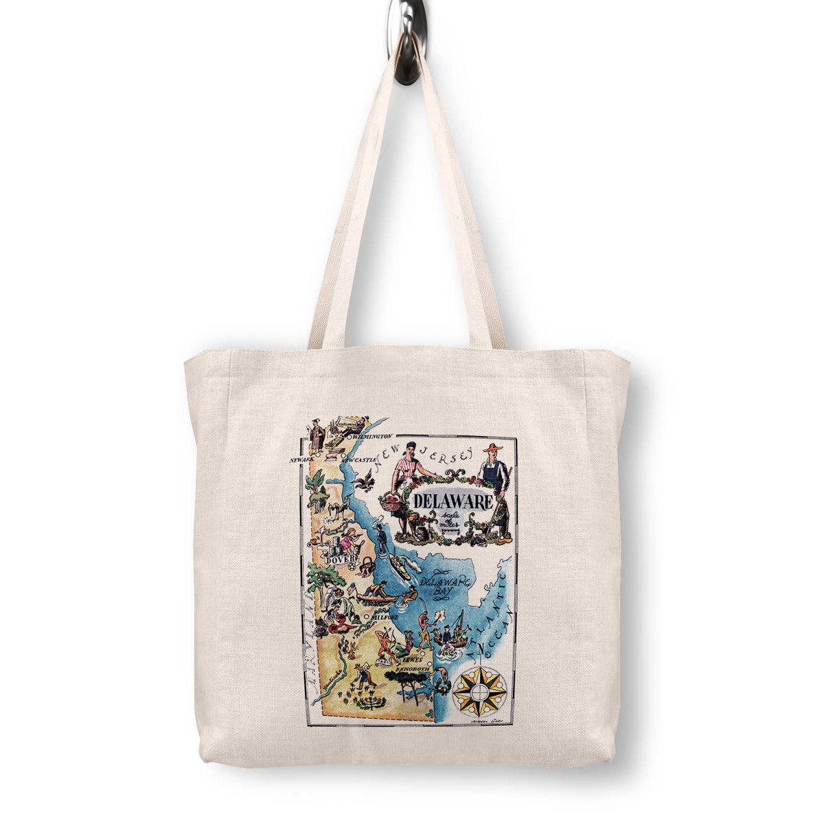 Delaware Vintage Map Canvas Tote Bag