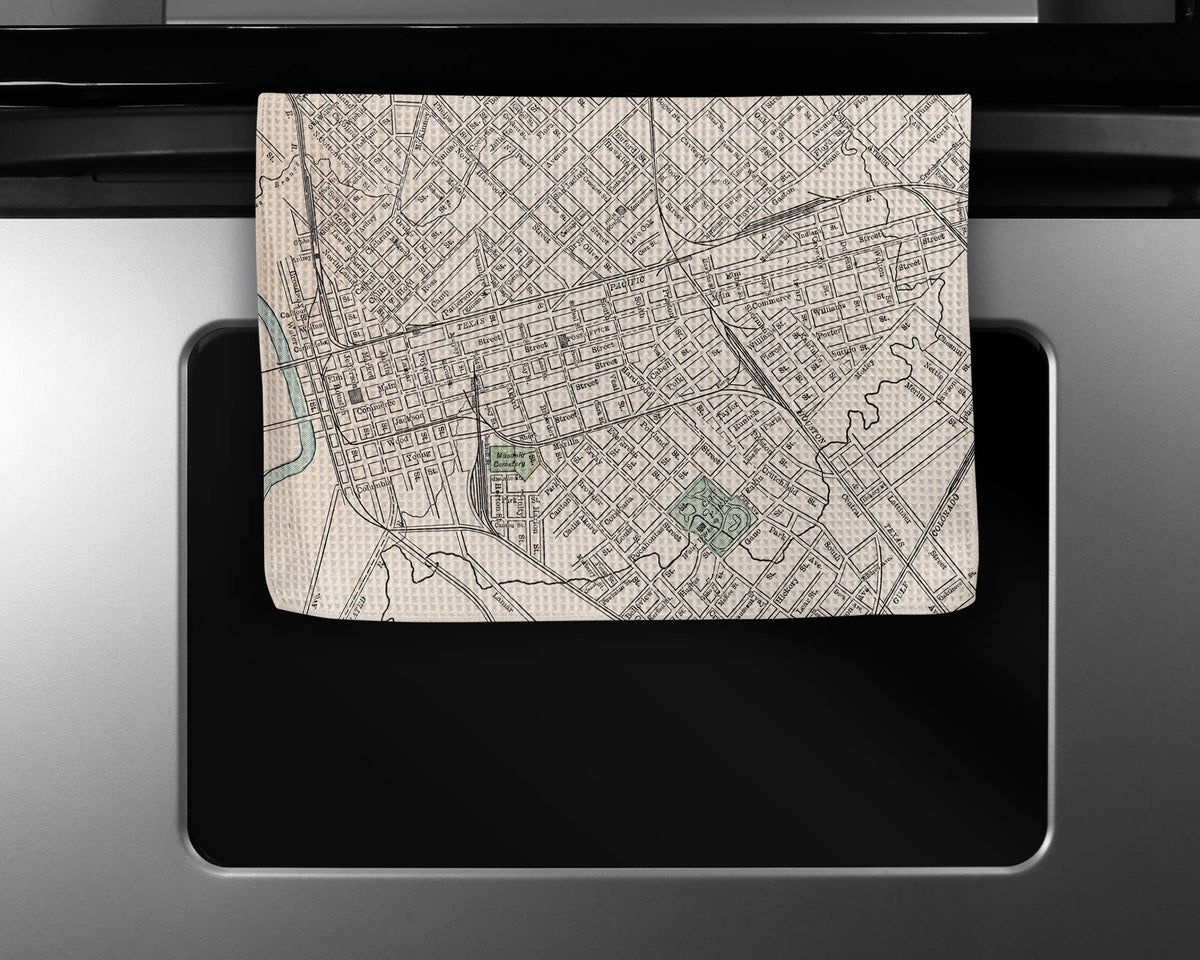 Dallas Texas map tea towel