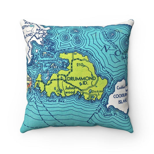 Drummond Island Michigan vintage map pillow