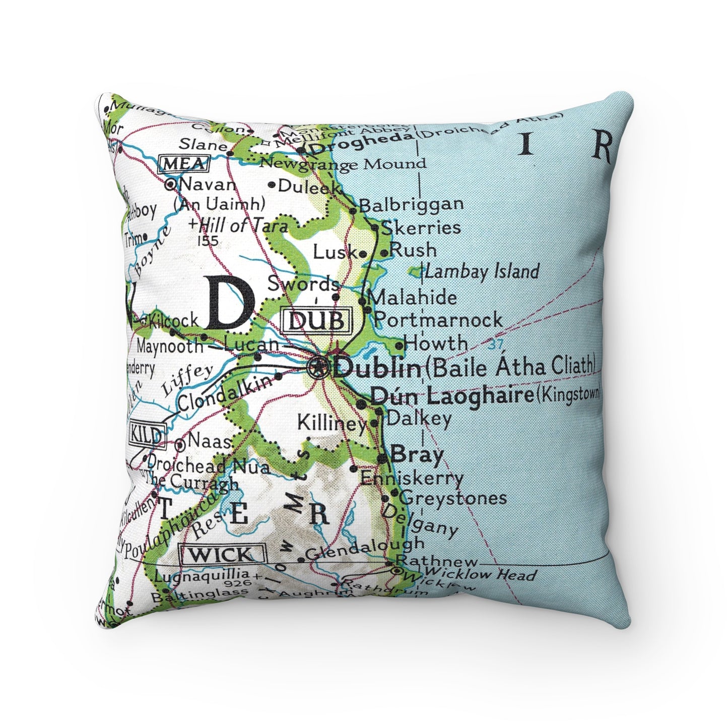 Dublin Ireland vintage map pillow