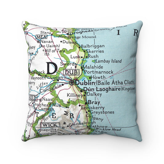 Dublin Ireland vintage map pillow