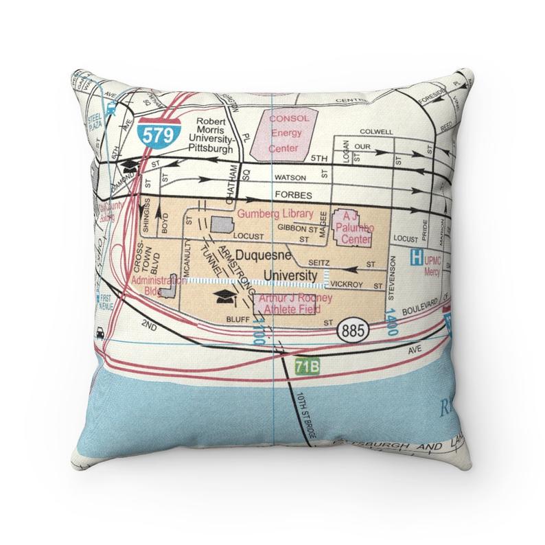 Duquesne University vintage map pillow