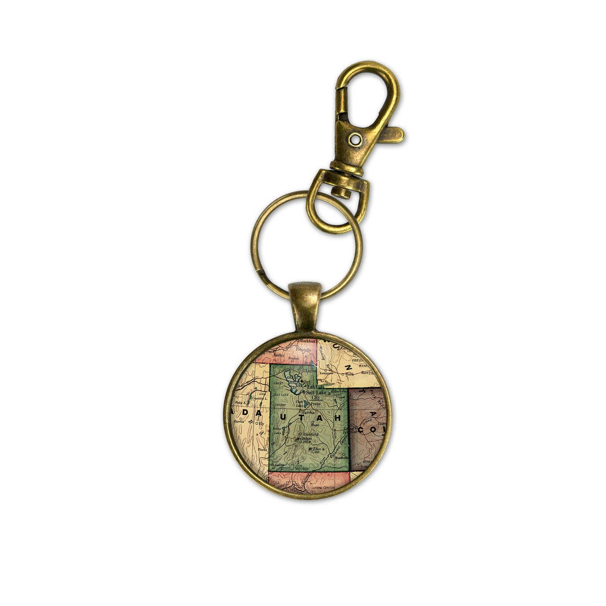 Utah vintage map keychain