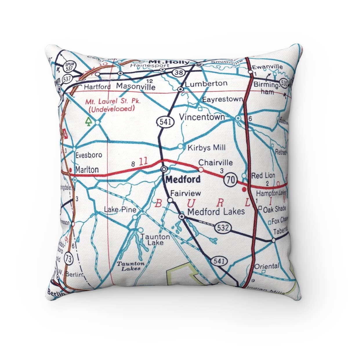 Medford New Jersey vintage map throw pillow
