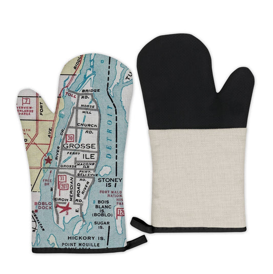 Grosse Ile Michigan vintage map oven mitt