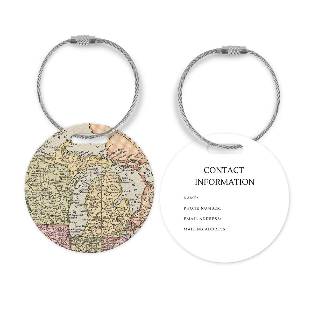 Michigan Map Luggage Tag