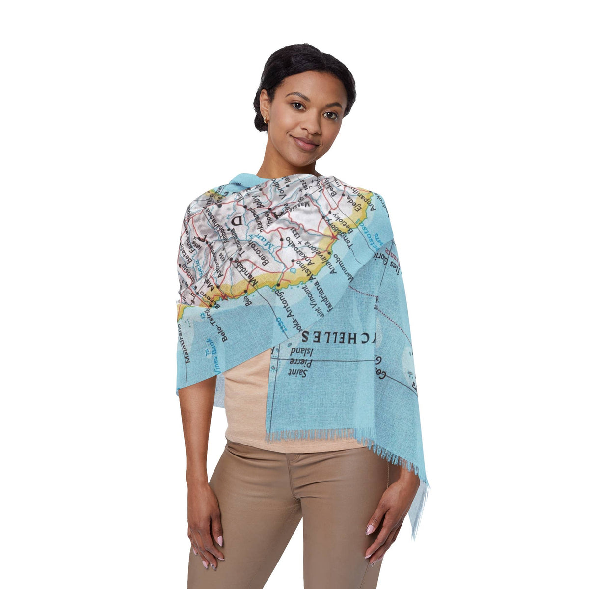 Madagascar Map Travel Scarf