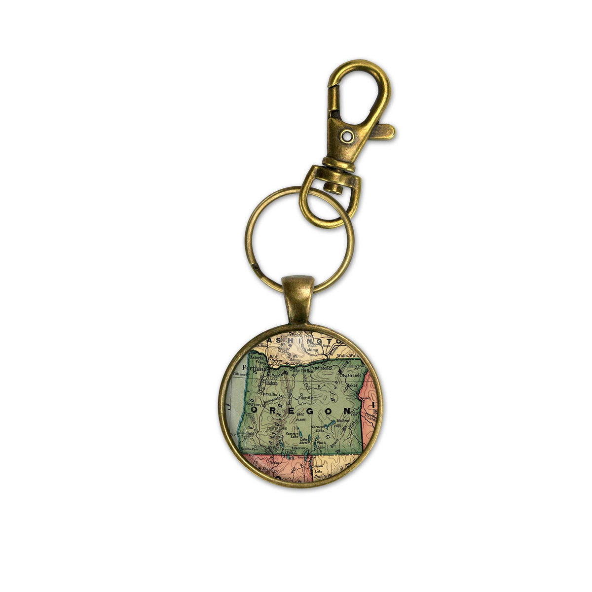 Oregon vintage map keychain