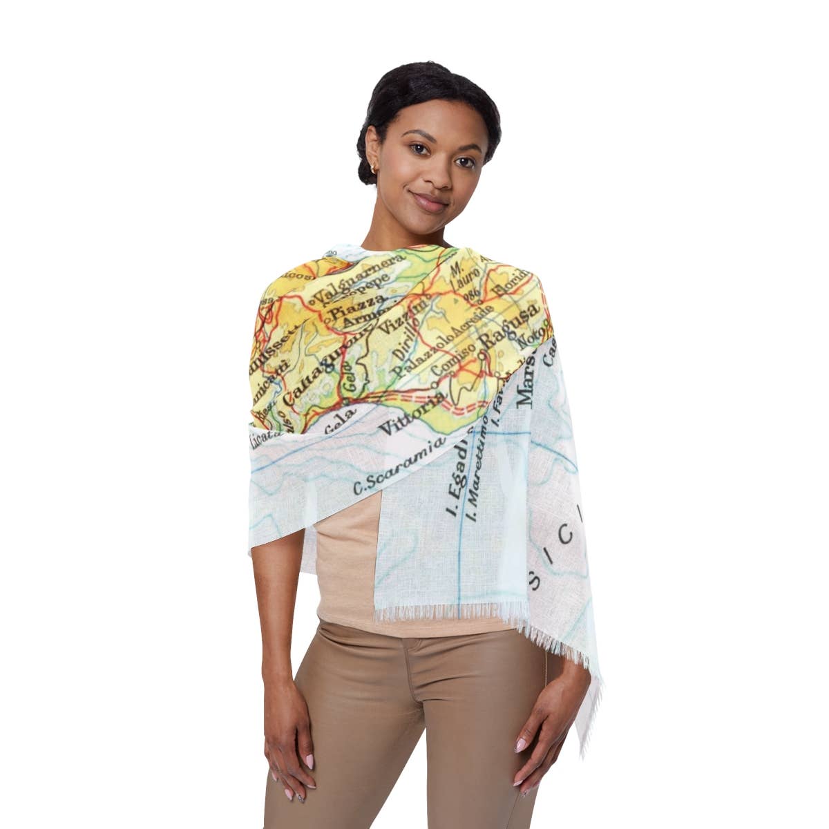 Sicily Map Travel Scarf view 2
