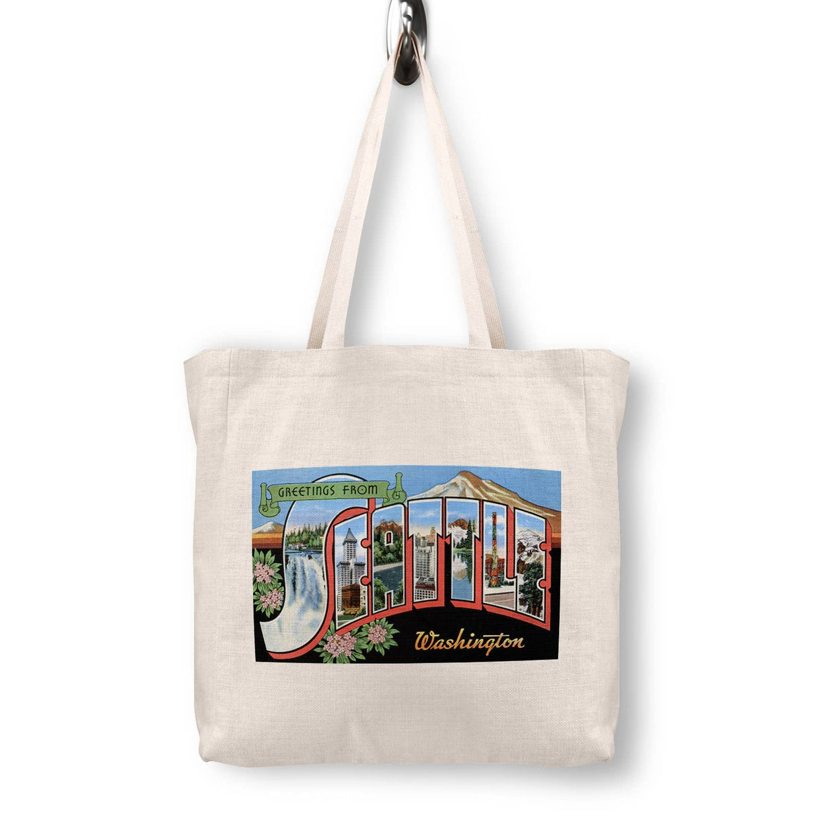 Seattle Washington Vintage Postcard Canvas Tote Bag