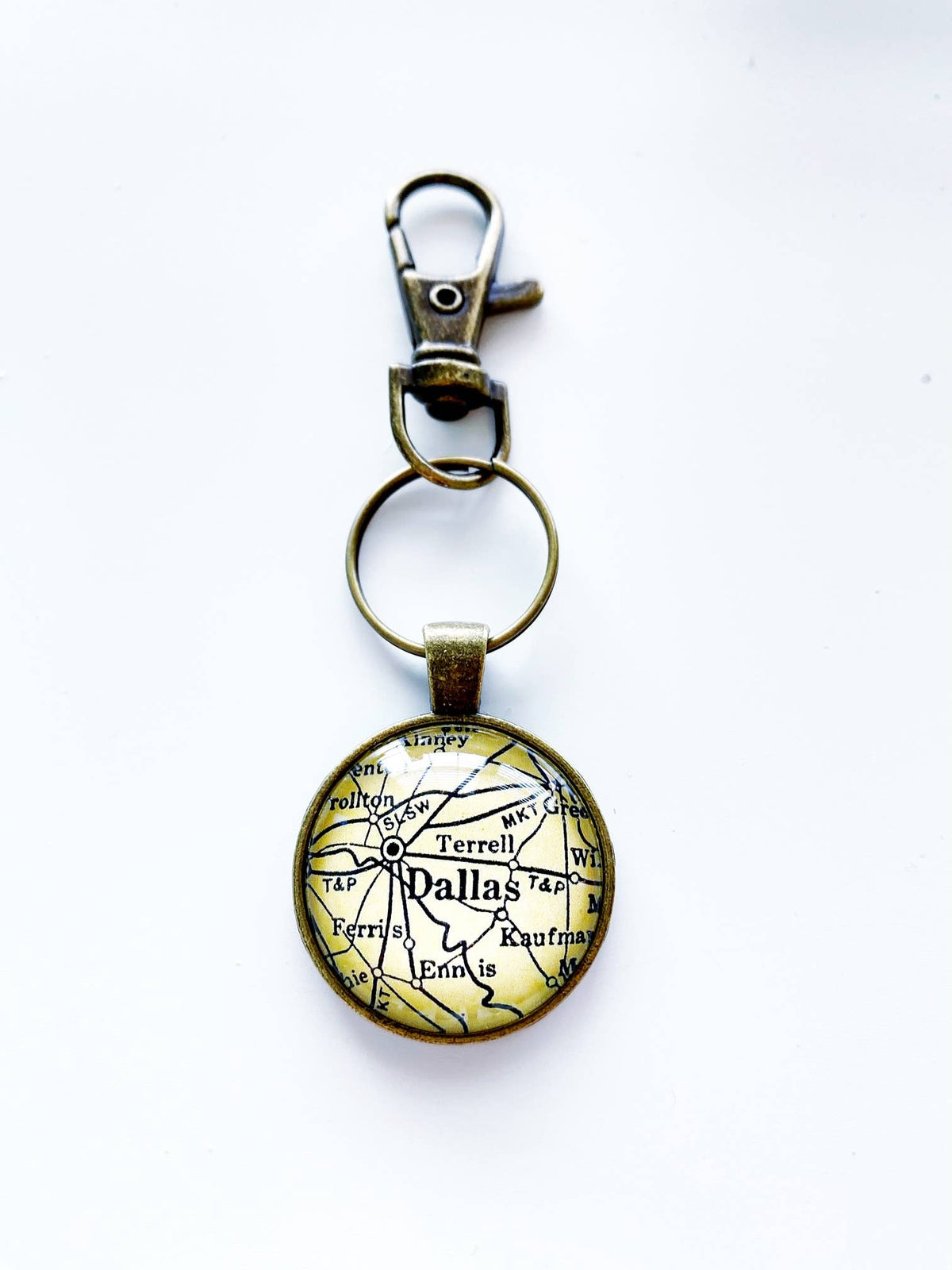Dallas Texas vintage map keychain