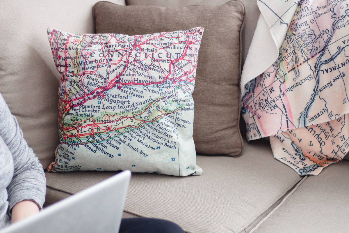 Marietta Ohio vintage map throw pillow