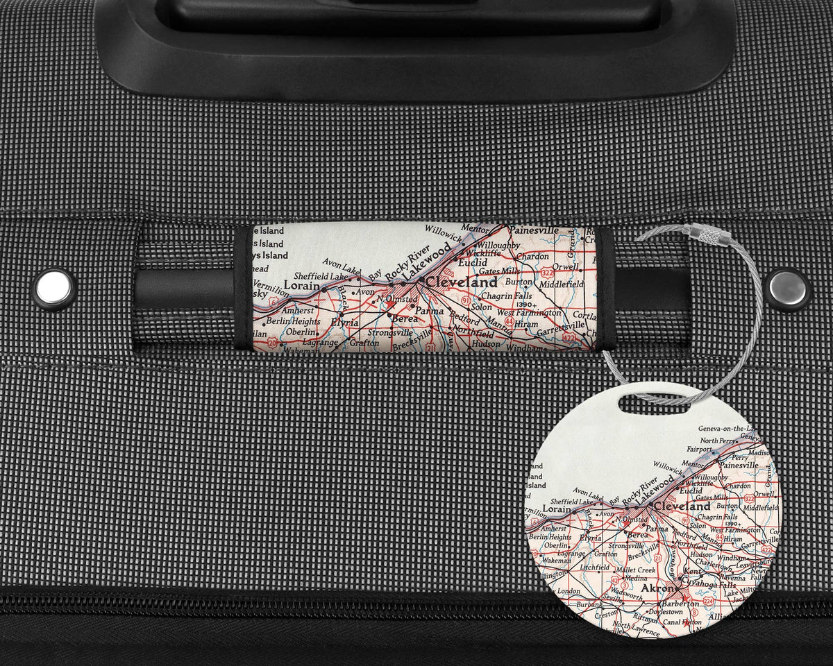Cleveland Ohio Map Luggage Tag and Handle Wrap view 3