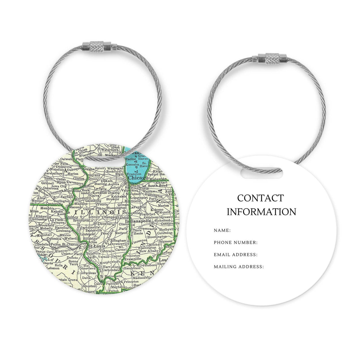 Illinois Map Luggage Tag