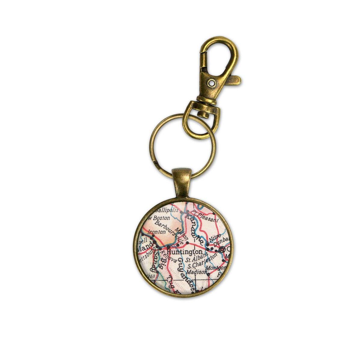 Huntington West Virginia vintage map keychain