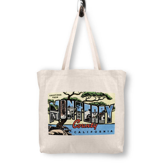 Monterey California Vintage Postcard Canvas Tote Bag