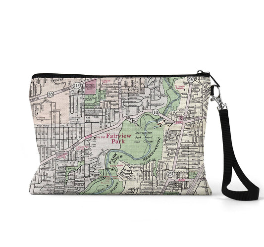 Fairview Park Ohio map wristlet travel pouch