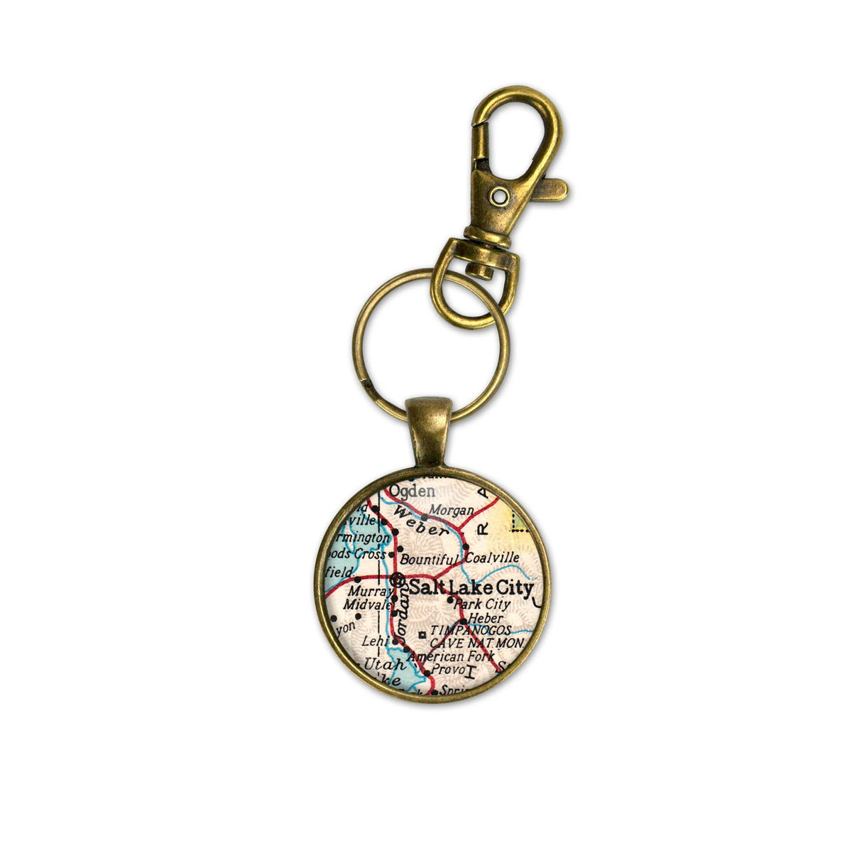 Salt Lake City Utah vintage map keychain