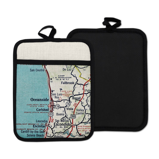 Oceanside California vintage map hot pad