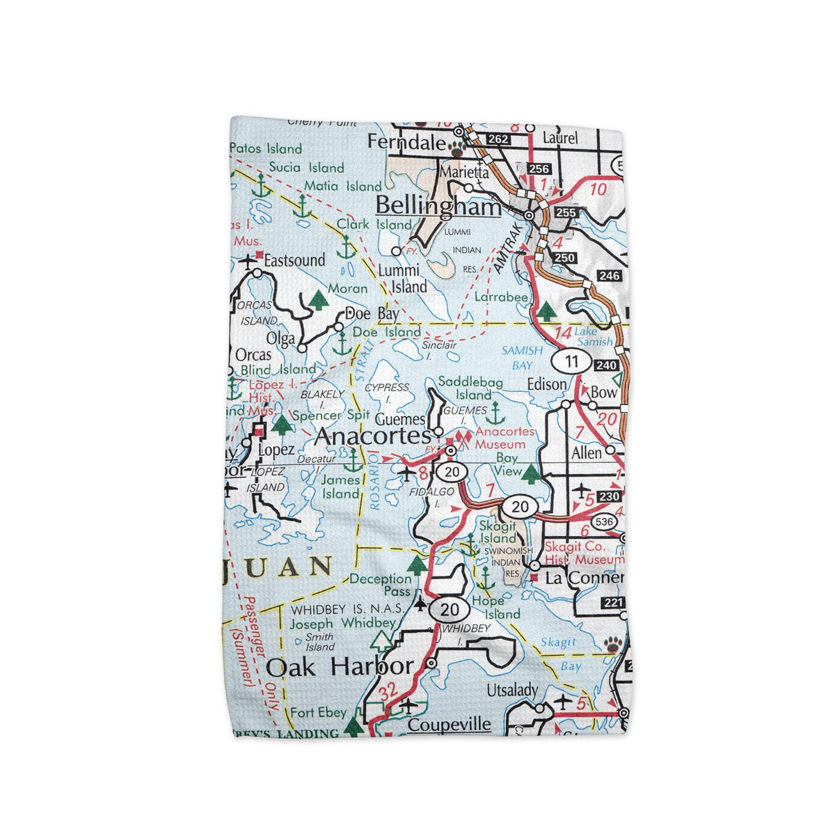 Anacortes Washington map tea towel