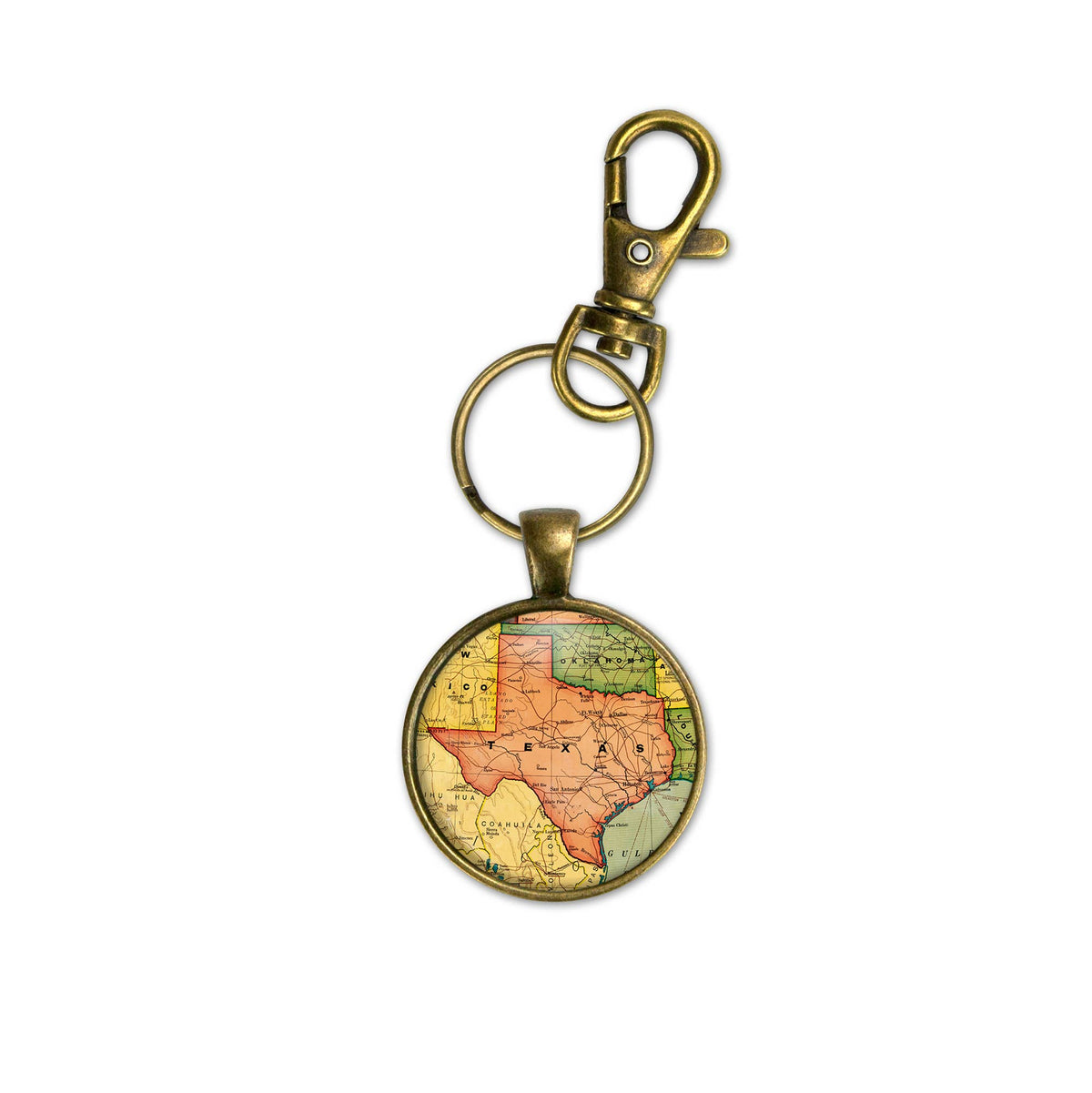 Texas vintage map keychain