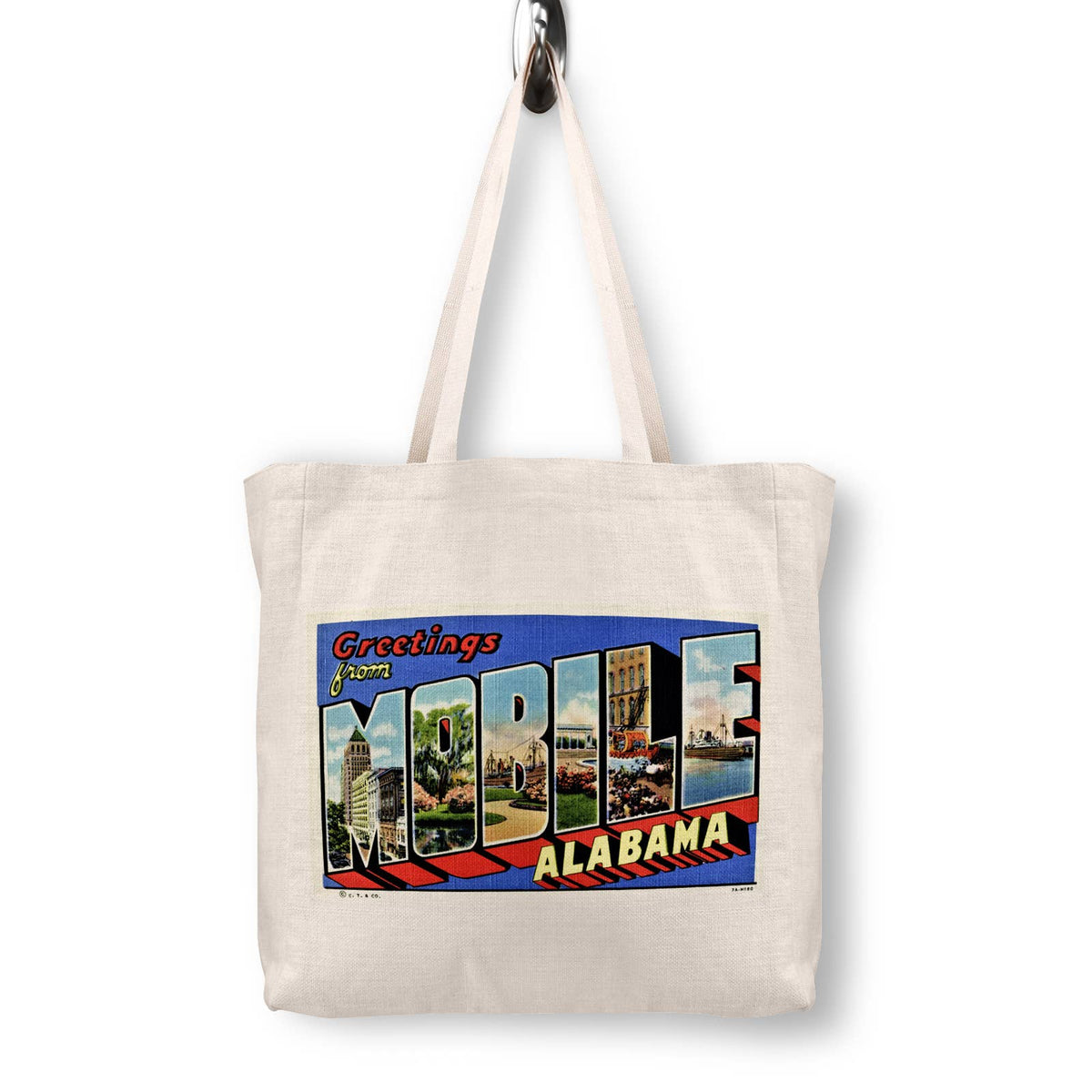 Mobile Alabama Vintage Postcard Canvas Tote Bag