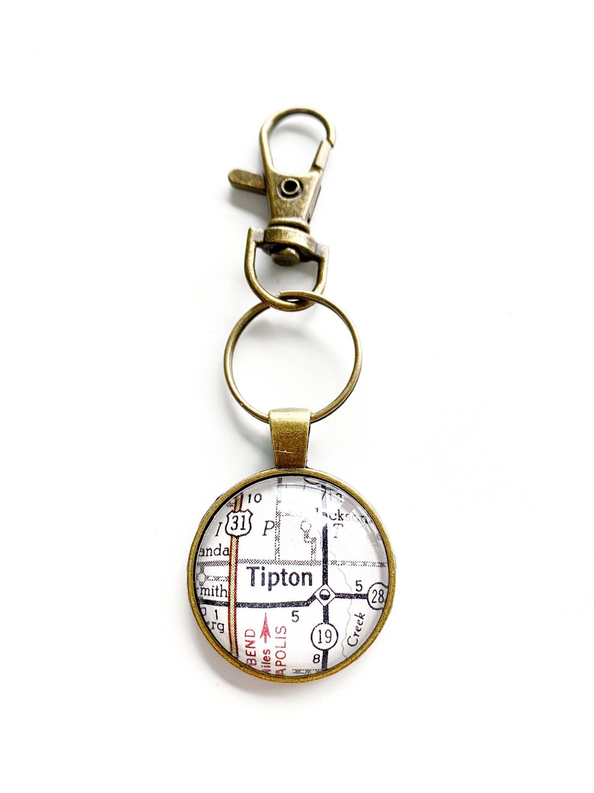 Tipton Indiana vintage map keychain