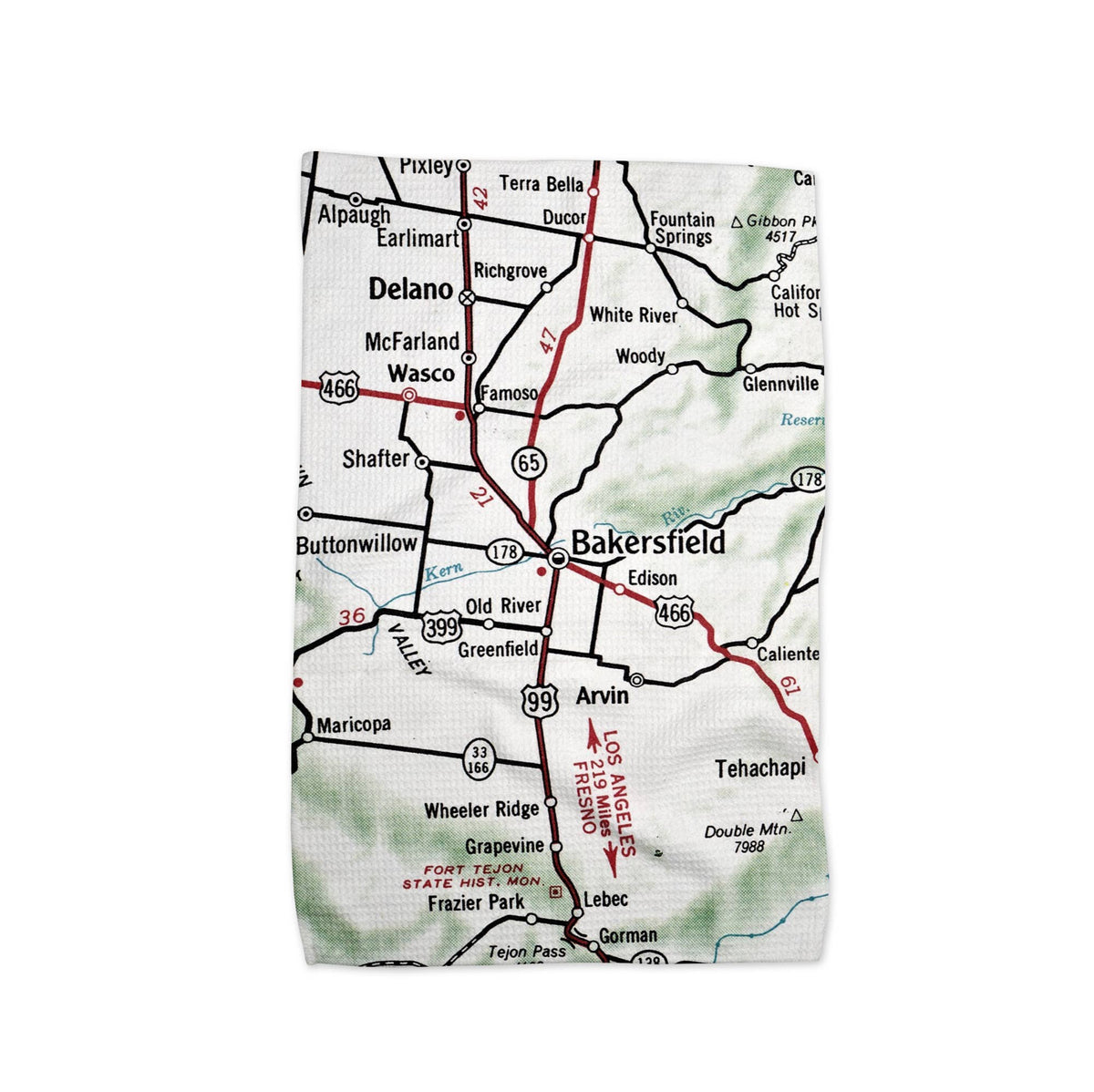 Bakersfield California map tea towel
