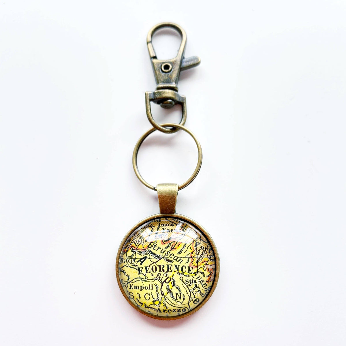 Florence Italy vintage map keychain