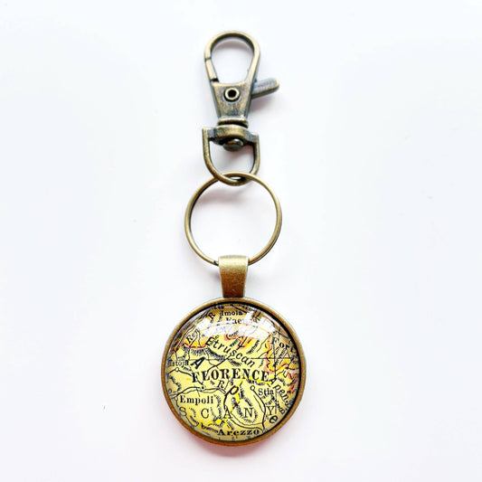Florence Italy vintage map keychain