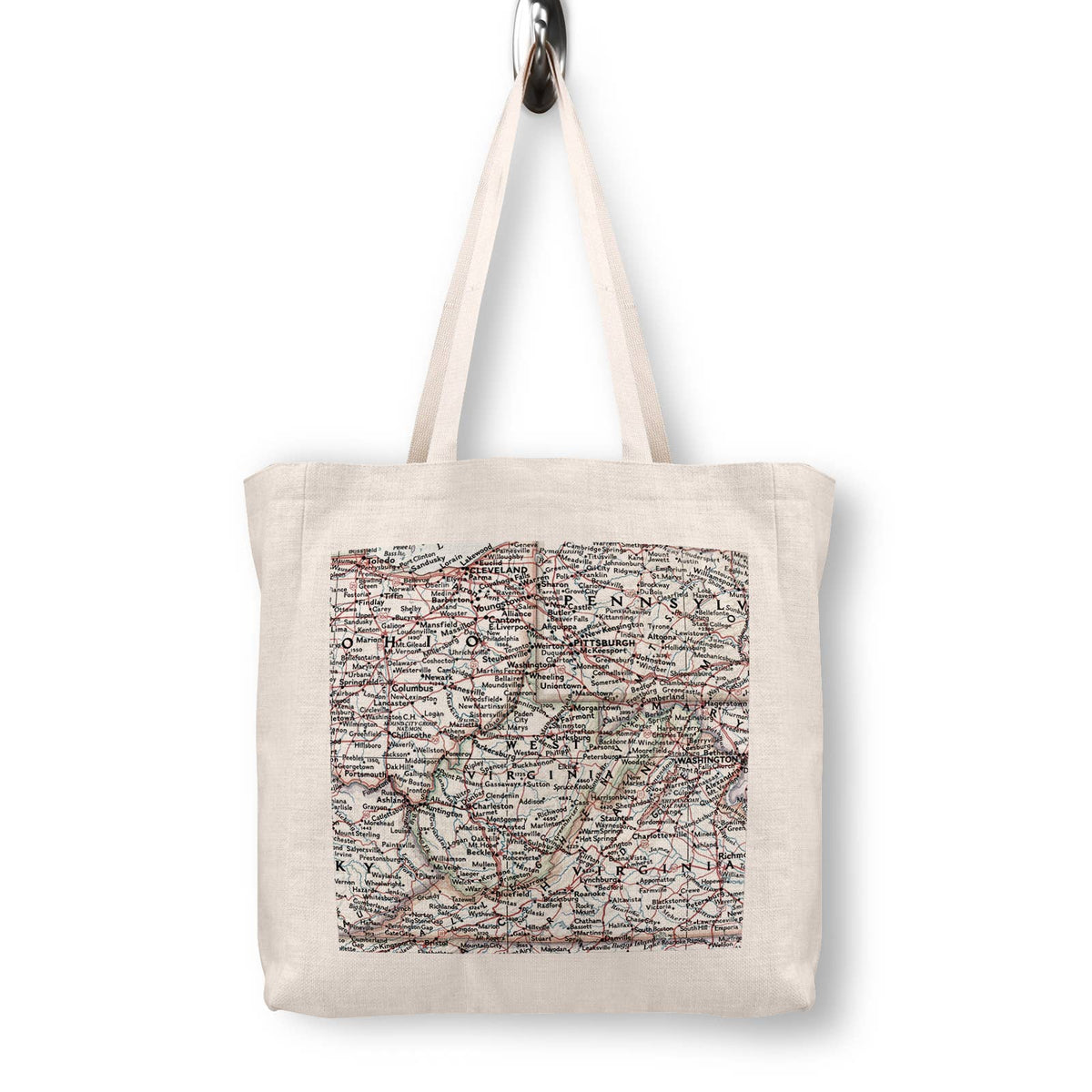 West Virginia Vintage Map Canvas Tote Bag