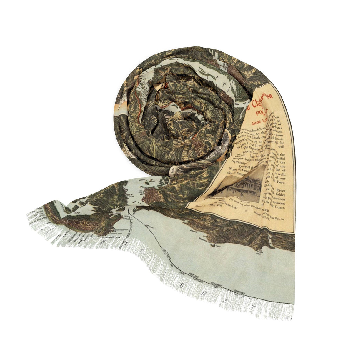Columbia River Oregon 1904 Map Travel Scarf view 3