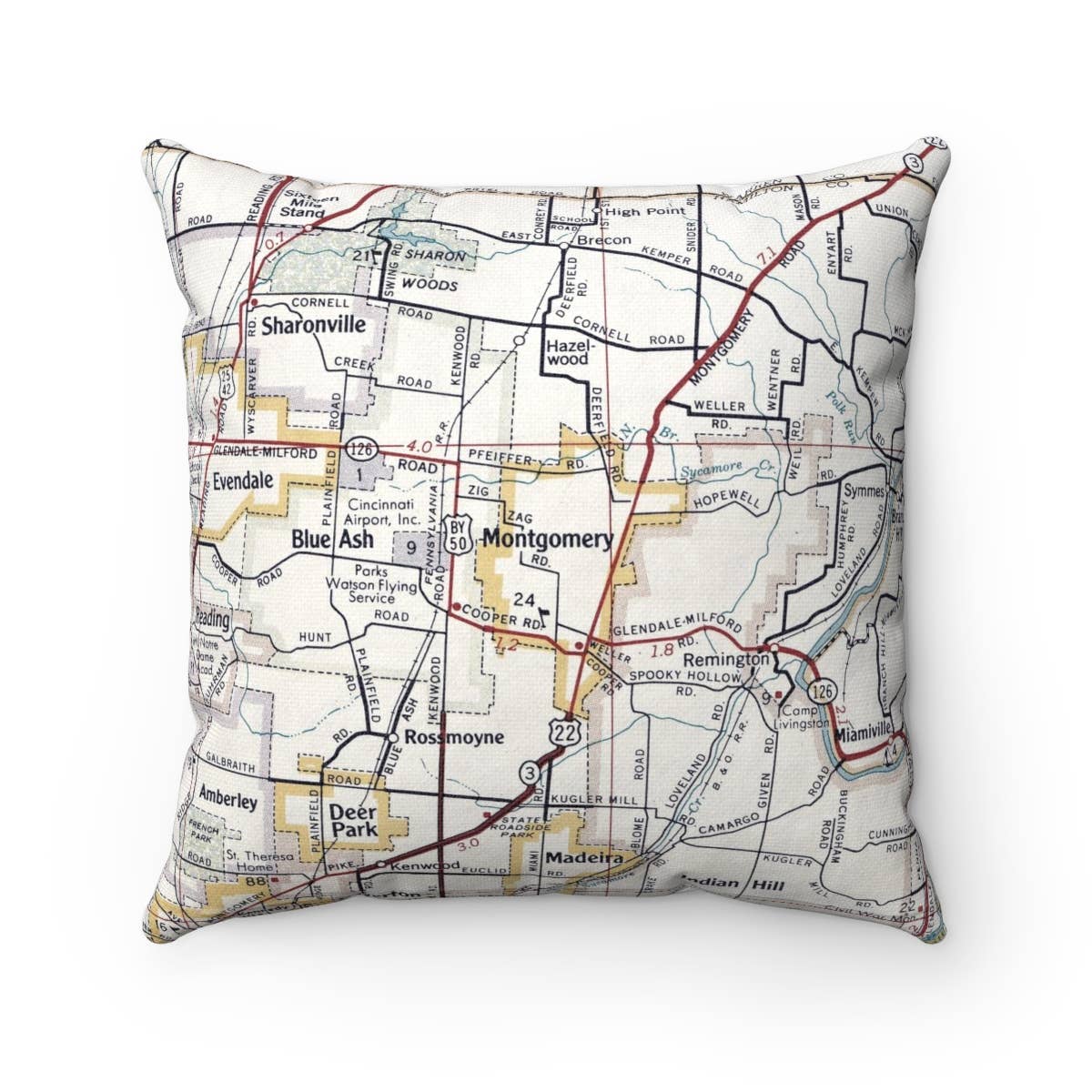 Montgomery Ohio vintage map throw pillow