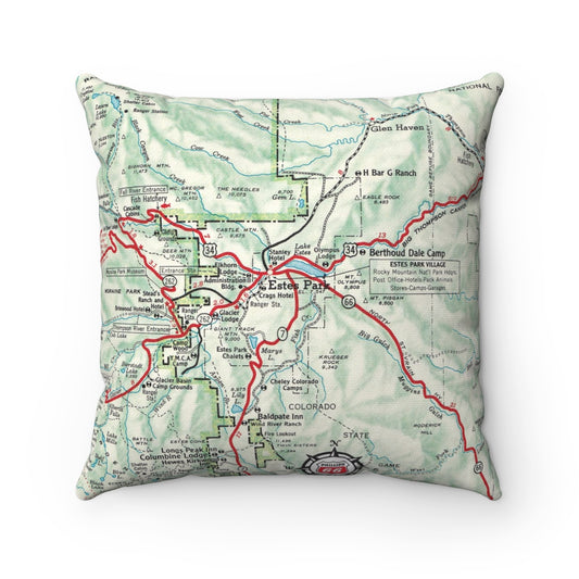 Estes Park Colorado vintage map pillow