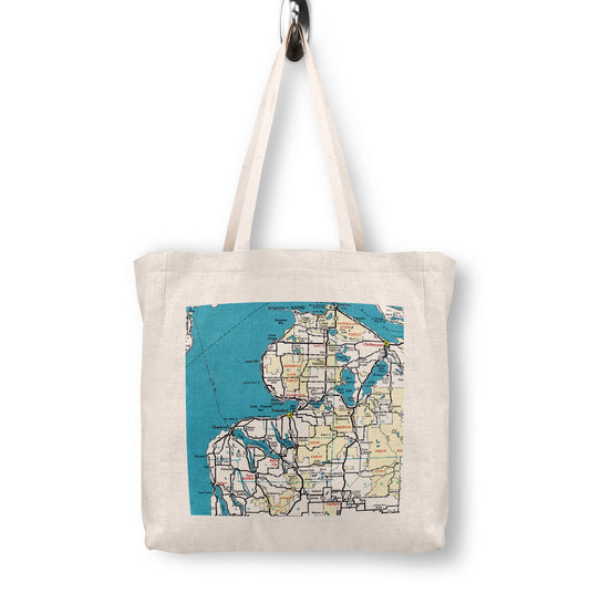 Petoskey Michigan Vintage Map Canvas Tote Bag