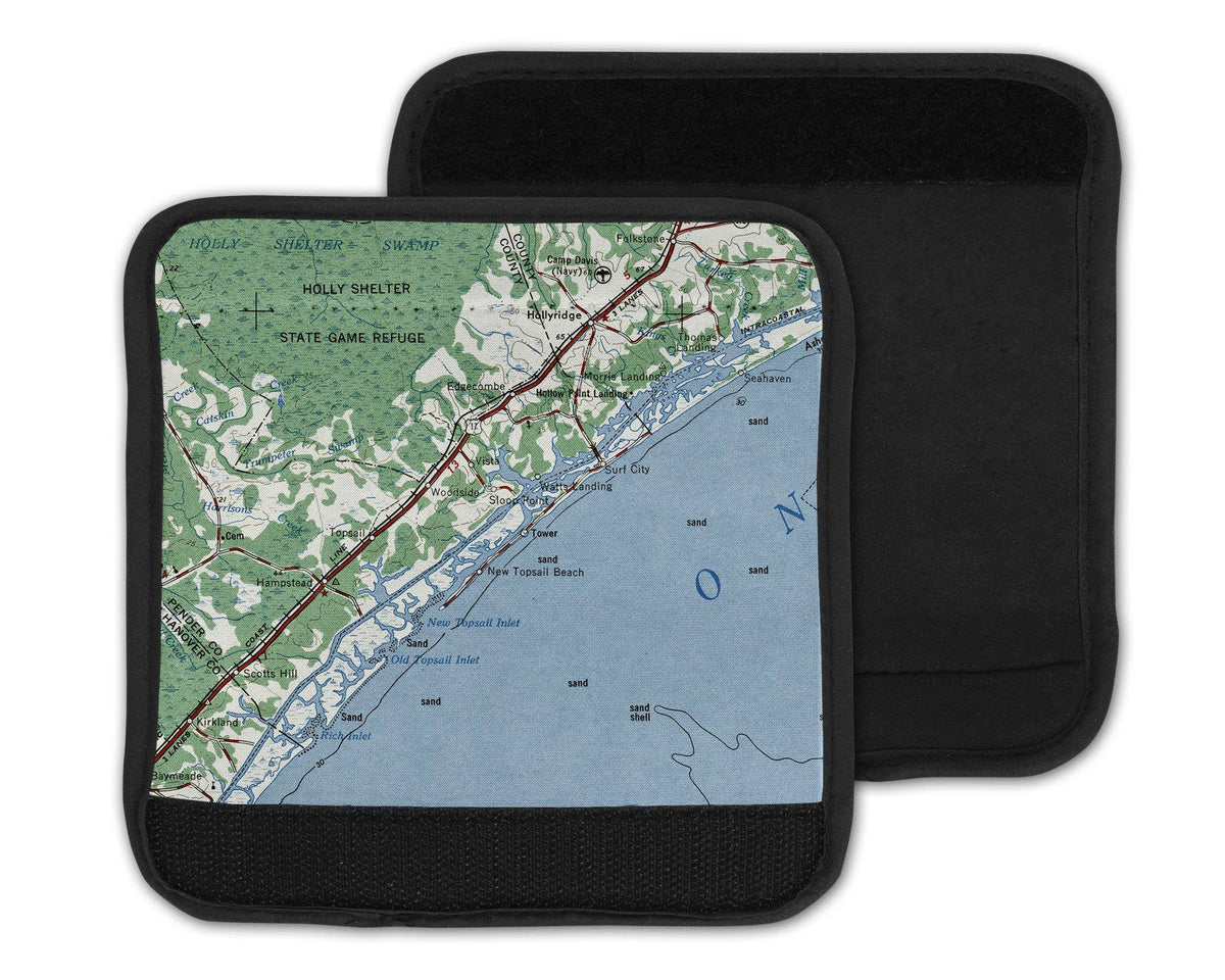Topsail Island Map Suitcase Spotter Luggage Handle Wrap