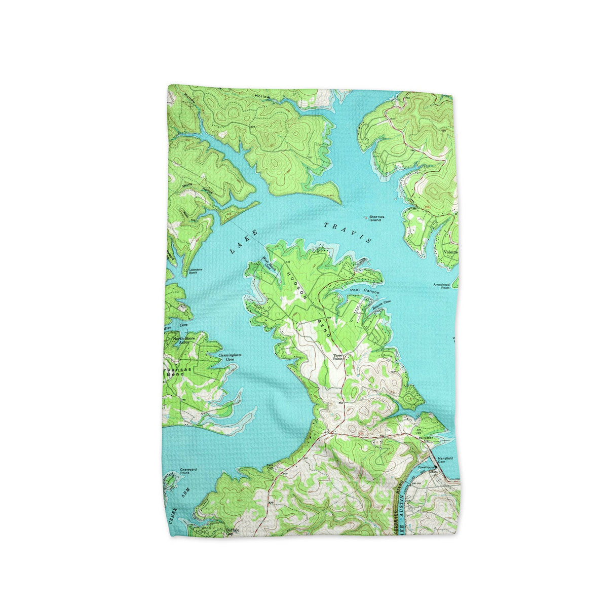 Lake Travis Texas map tea towel