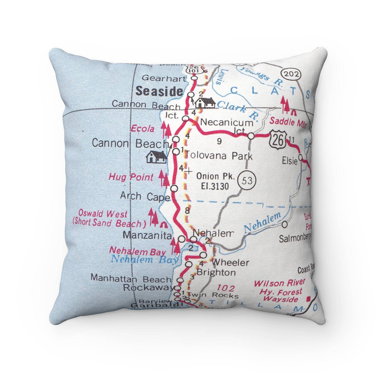 Arch Cape Oregon vintage map throw pillow