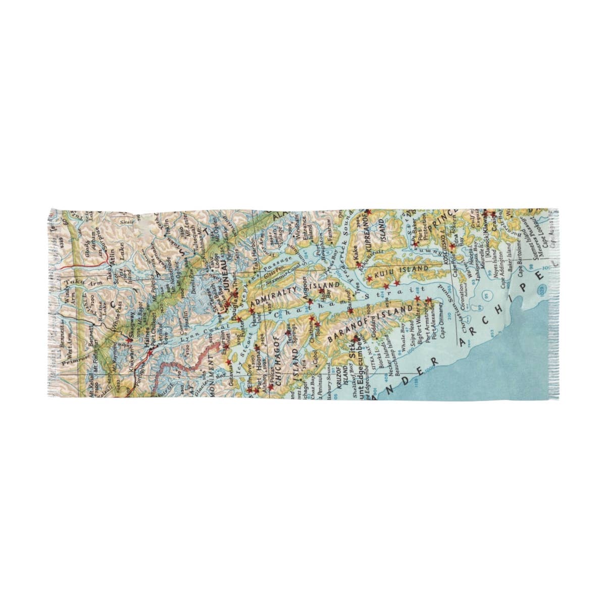 Alaska Cruise Inside Passage Map Travel Scarf view 3