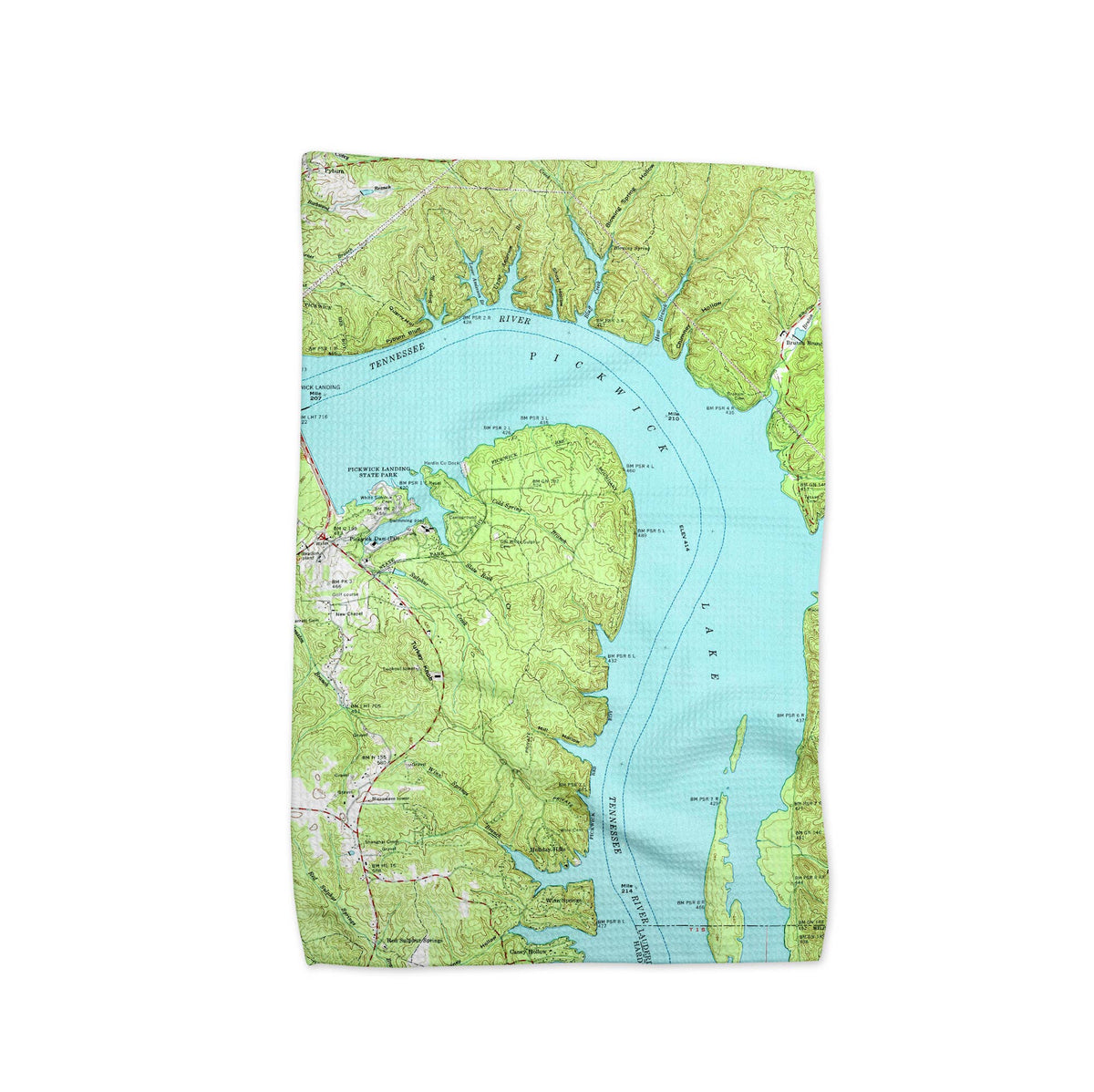 Pickwick Lake Dam Tennessee map tea towel