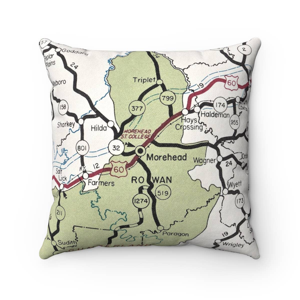 Morehead Kentucky vintage map throw pillow