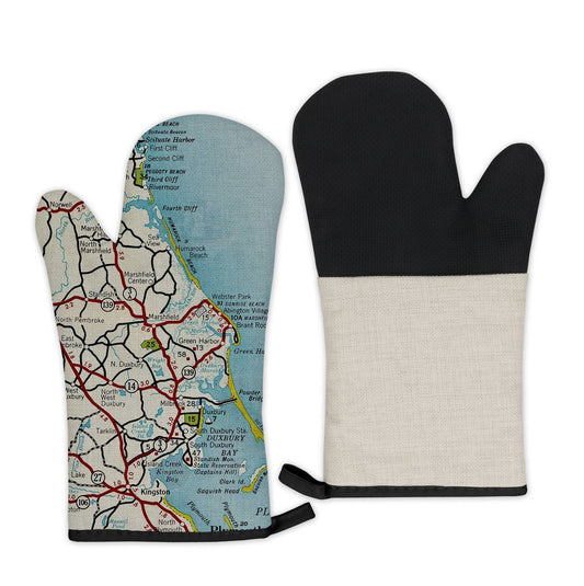 Marshfield Massachusetts vintage map oven mitt