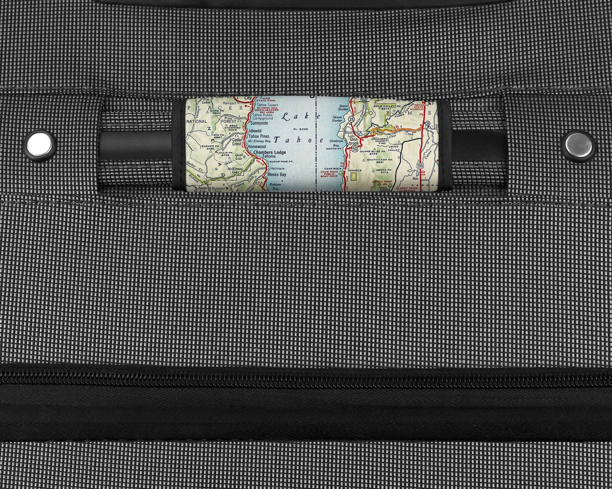 Lake Tahoe California Map Suitcase Spotter Luggage Handle Wrap view 2