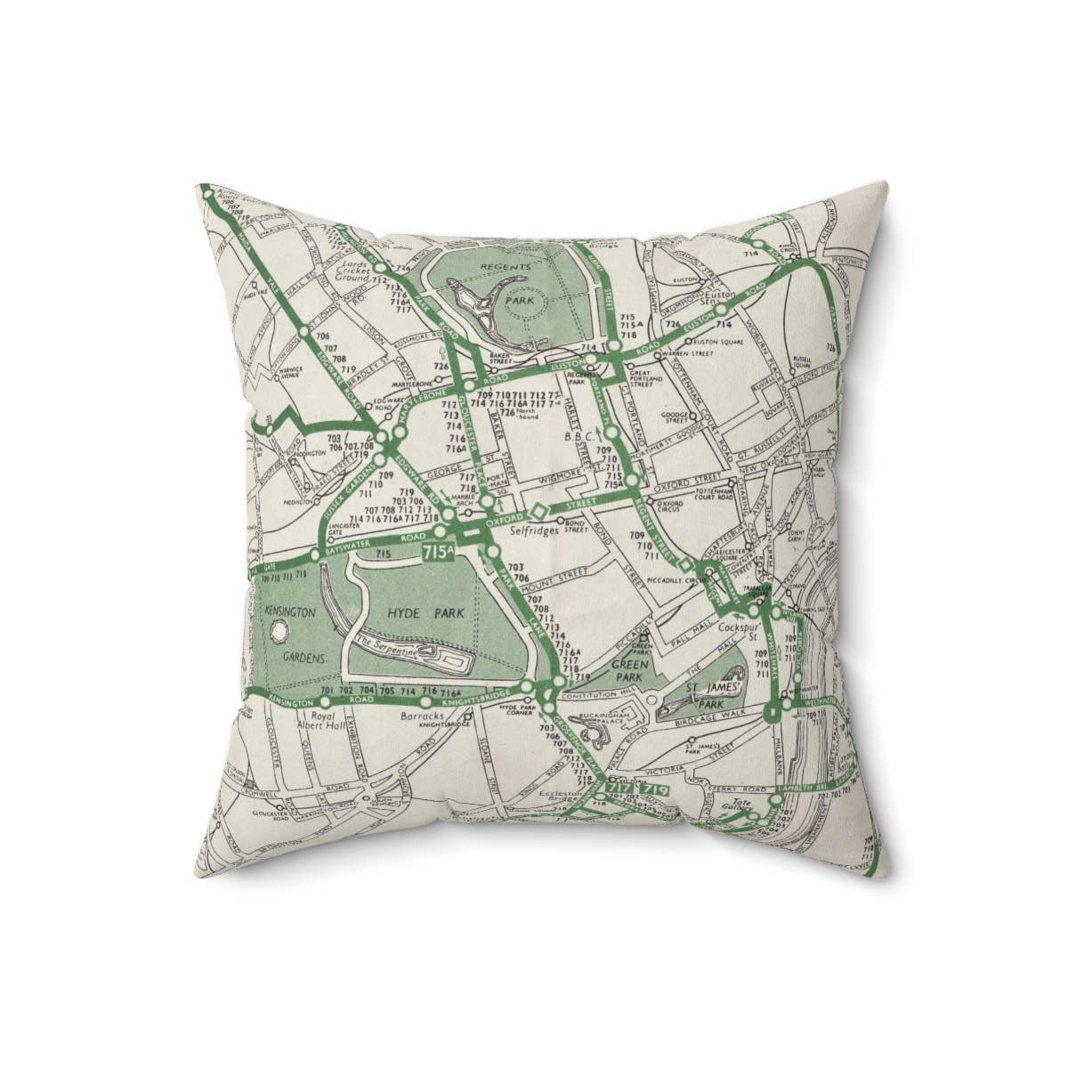 Central London vintage map throw pillow