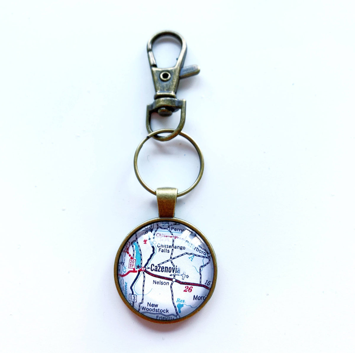 Cazenovia New York vintage map keychain
